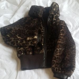 Faux fur leopard print jacket
